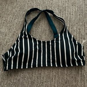 Striped Cupshe Bikini. White and Black and Teal